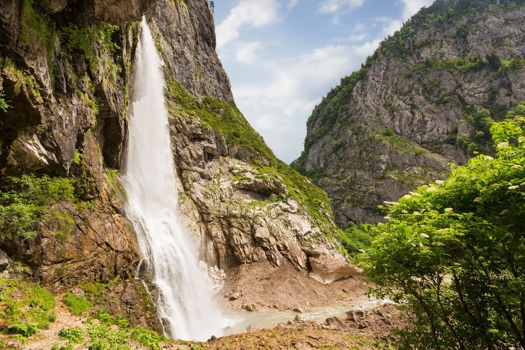 Gegsky waterfall in the forest, Abkhazia