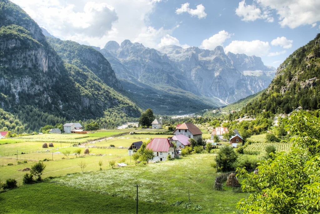 Mountain landscape in Theth, Albanian alps