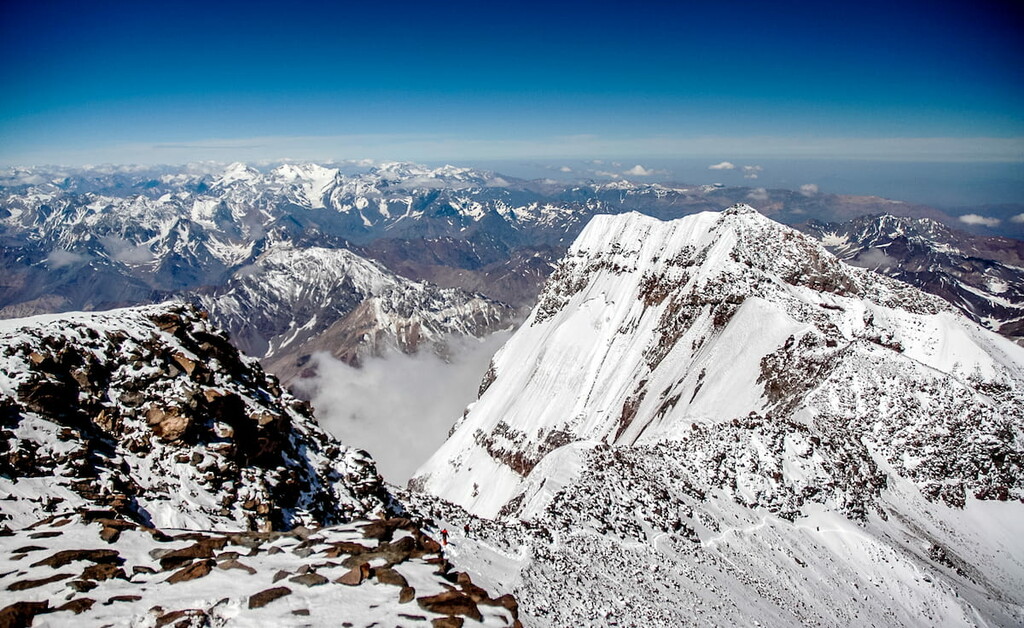 South face in Summit of Aconcagua. Andes Mountains, Argentina