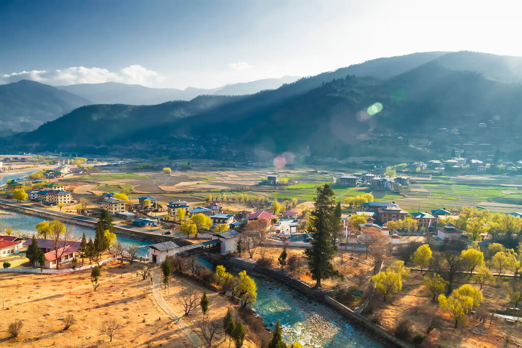 Punakha Valley with Cloudy Sky, Punakha, Bhutan