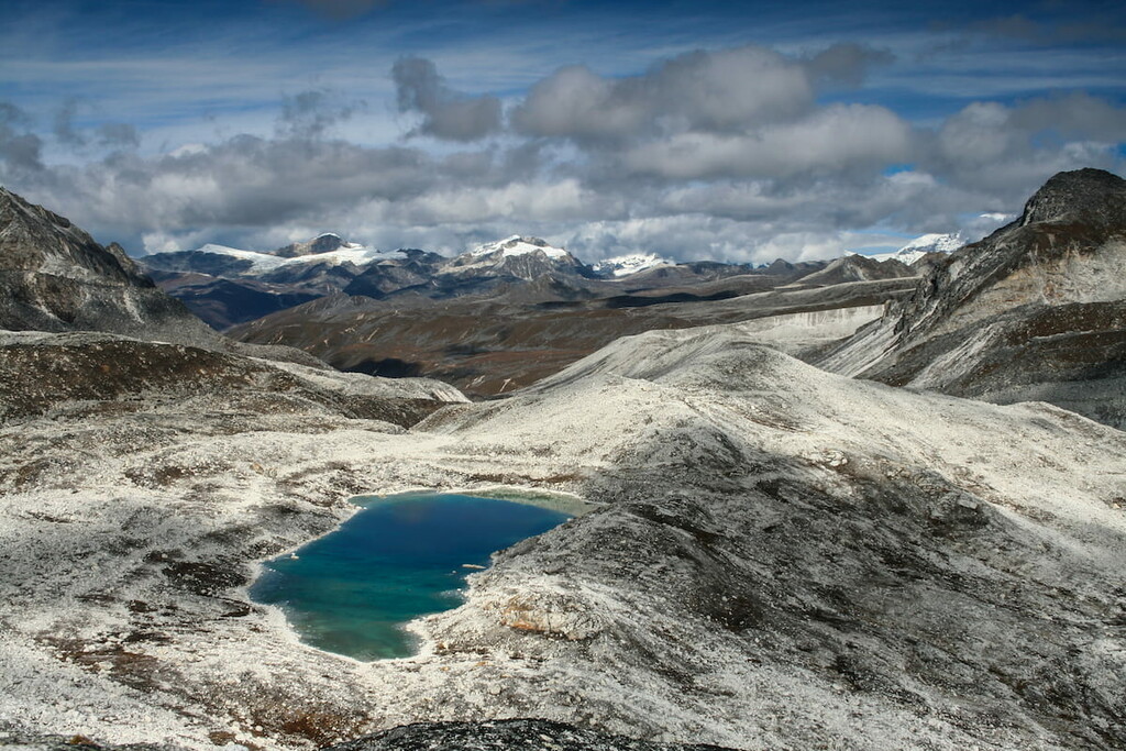 View from Rinchen Zoe La (5,300m) pass, Snowman Trek, Bhutan