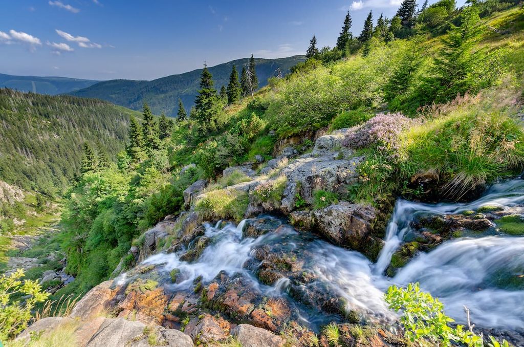 Labe (Elbe) upper waterfall, Sudetic Mountains, Czechia