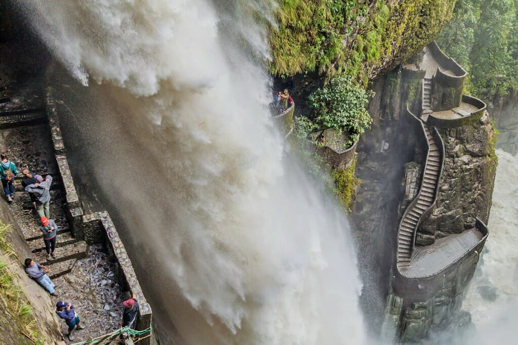 Pailon del Diablo (Devil's Cauldron) waterfall near Banos town