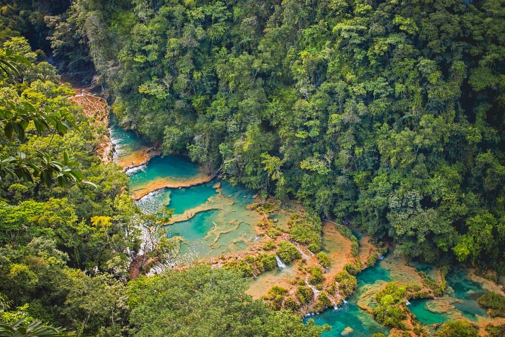 Semuc Champey Cascades along the Cahabon river, Peten Rainforest, Guatemala