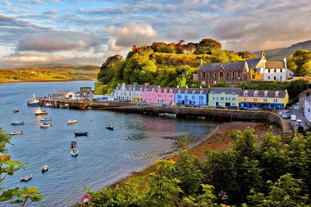 View of Portree, Isle of Skye, Highlands, Highland, Scotland
