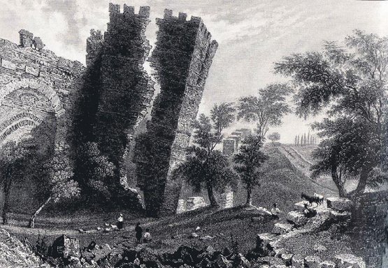 The fortified walls of Constantinople damaged by the 1766 quake. Istanbul