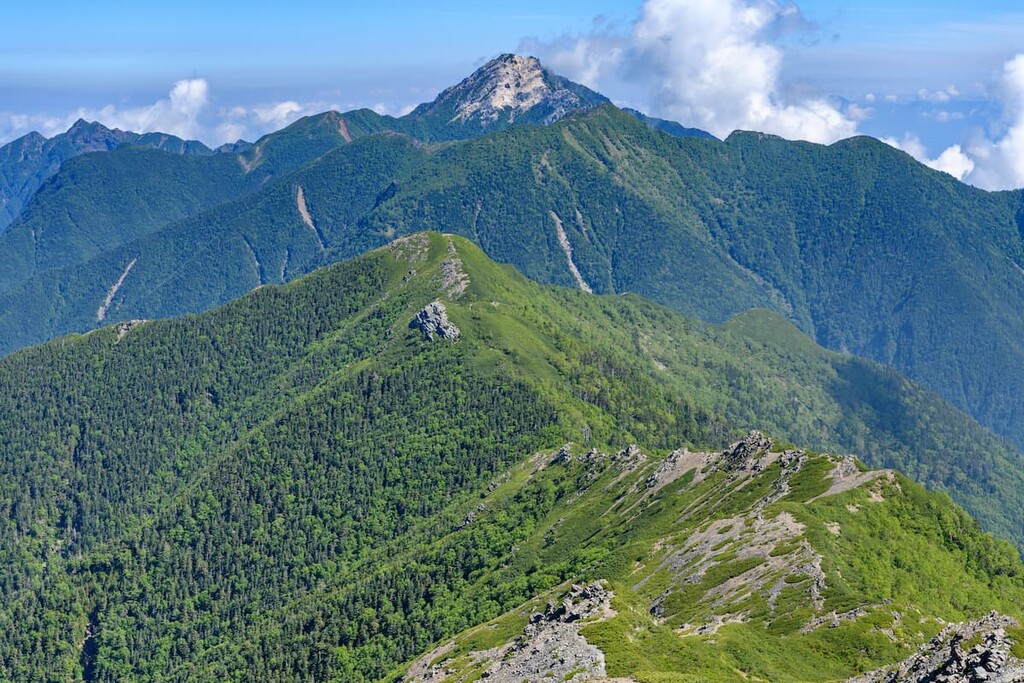 Mount Kaikomagatake seen from Mount Kitadake, Japan