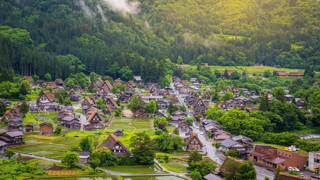 Traditional and Historical Japanese village Shirakawago in Gifu Prefecture , Japan