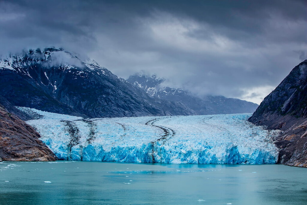 South Dawes Glacier from the Endicott Arm near Juneau in Alaska, Juneau Icefield, Coast Mountains