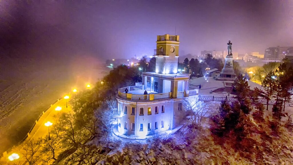 Amur cliff. Russia winter, Khabarovsk. Russia.