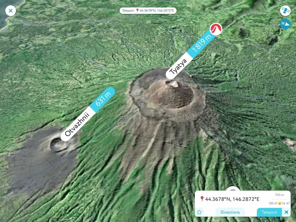 PeakVisor 3D Map Kunashir Island