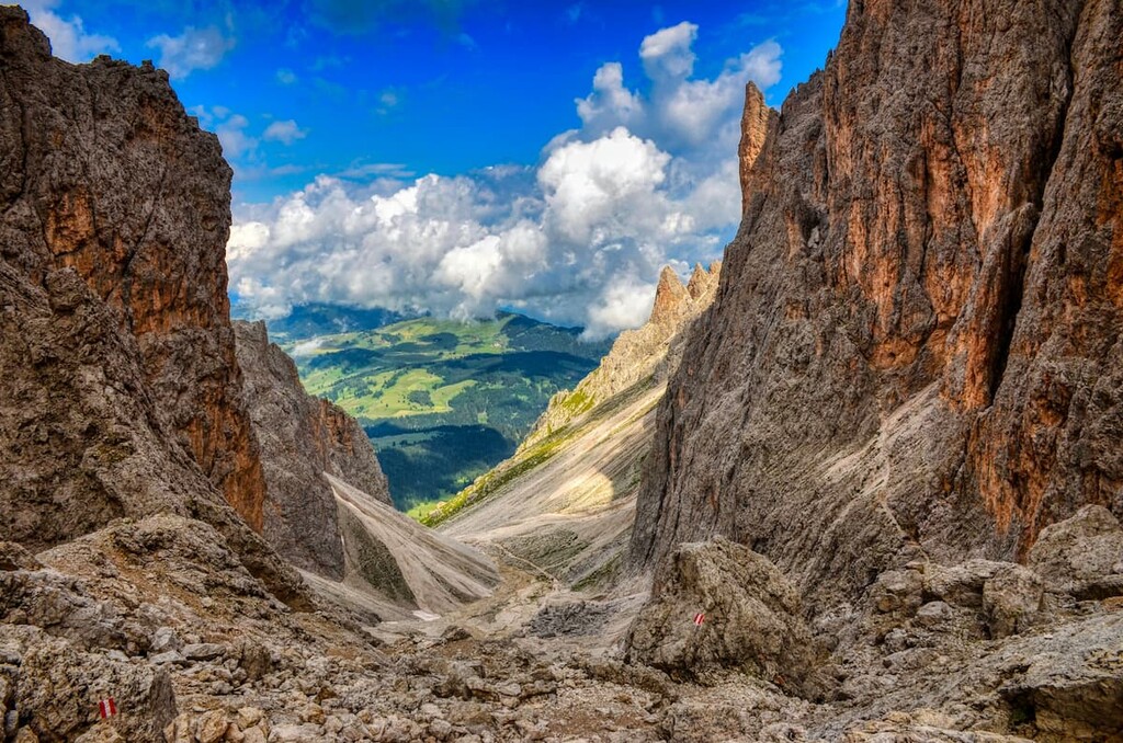 Val gardena from top. Langkofel group, Italy