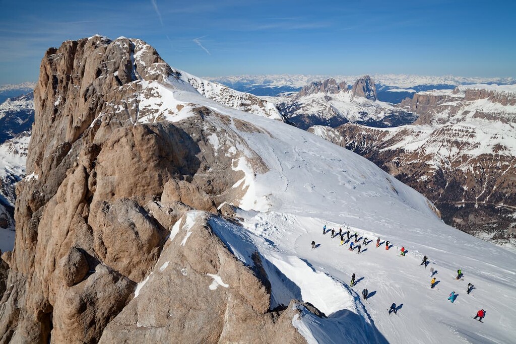 Mountain skiing and snowboarding Marmolada