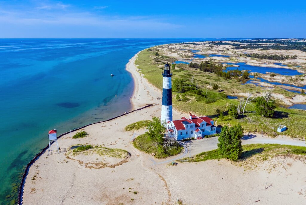 Big Sable Point Lighthouse near Ludington, Ludington State Park, Lake Michigan