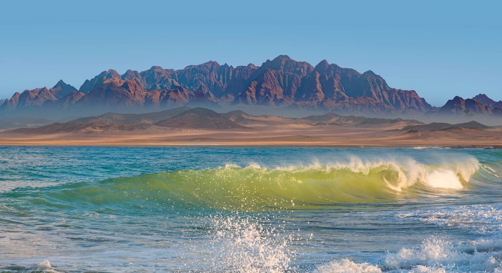 Atlantic ocean meets near Skeleton coast, Namibia