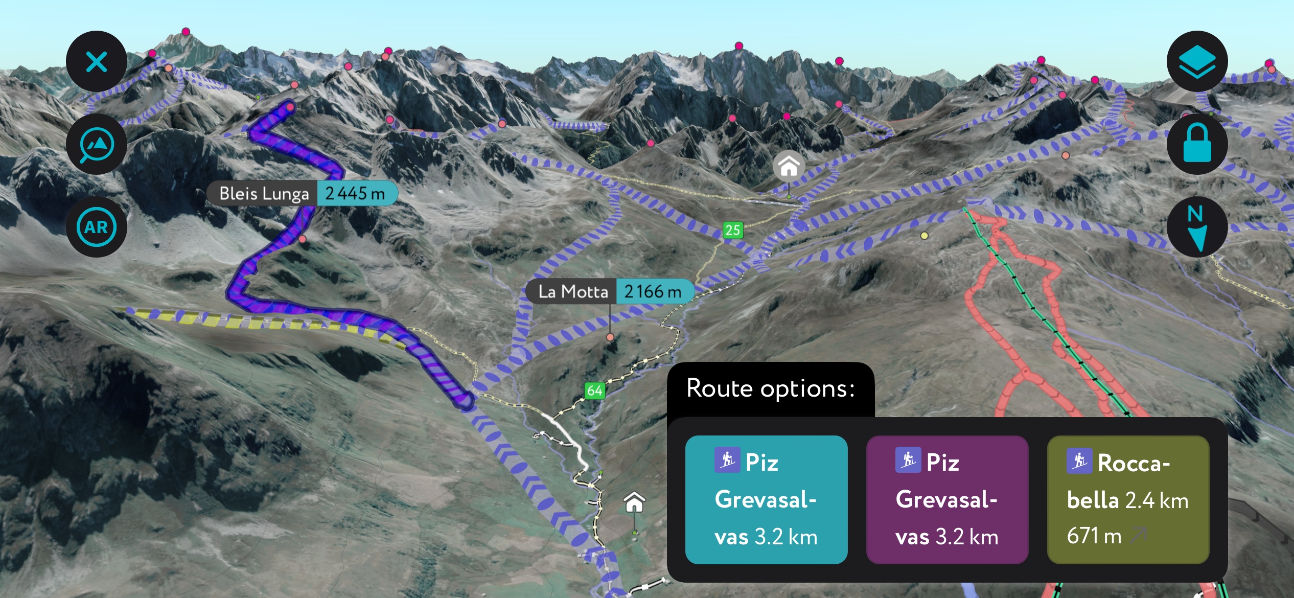 The app is perfect for skiers exploring the mountains, with numerous route options already included on our servers! Backcountry skiers will appreciate the more sophisticated tools, such as slope steepness. Oberhalbstein Alps