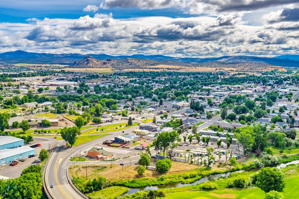 Overlooking view at Prineville from Ochoco Wayside State Park viewpoint, Central Oregon