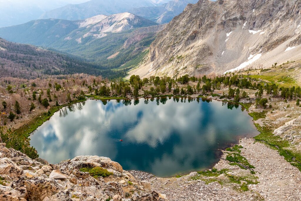 Backcountry high elevation lake in the Pioneer Mountains near Sun Valley, Idaho