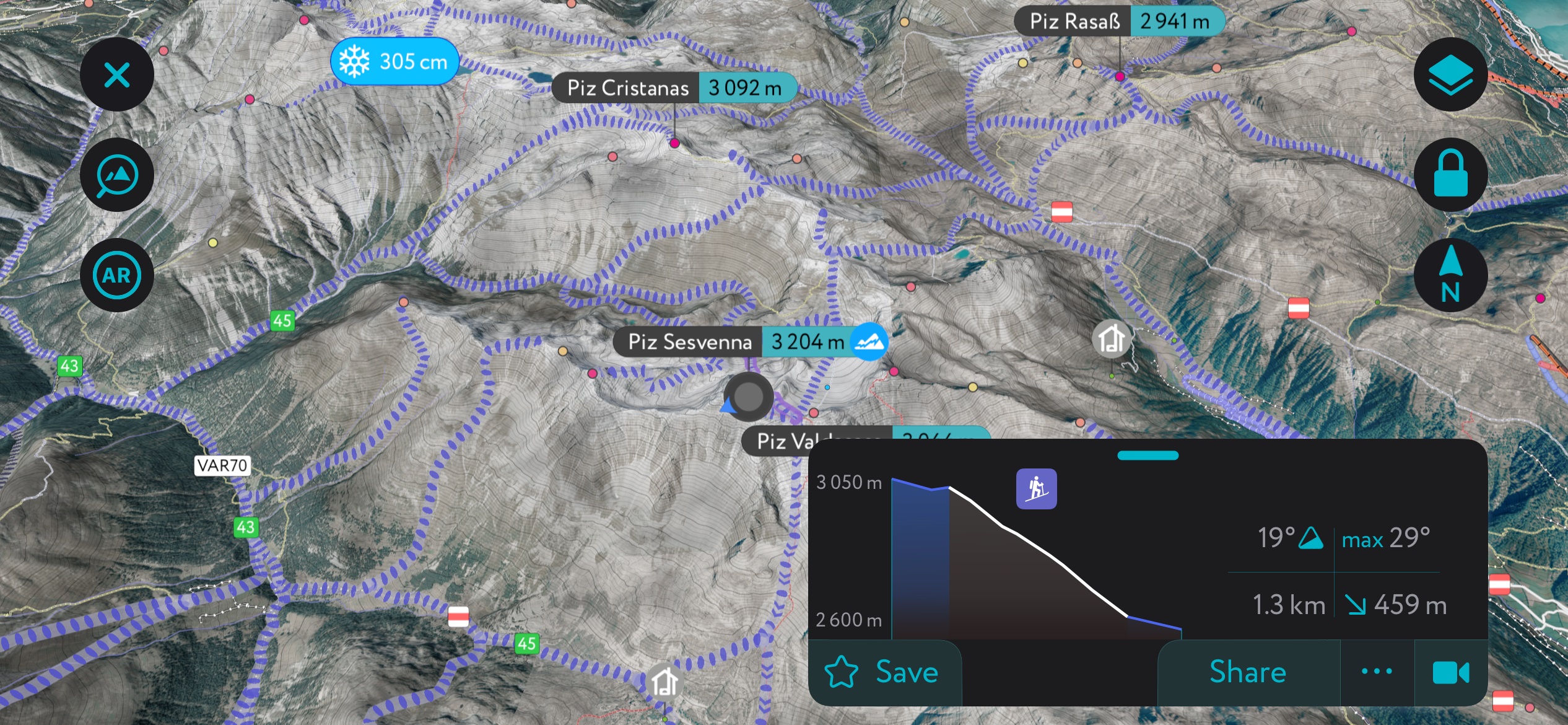 Piz Sesvenna’s on the PeakVisor Mobile App. Sesvenna Alps