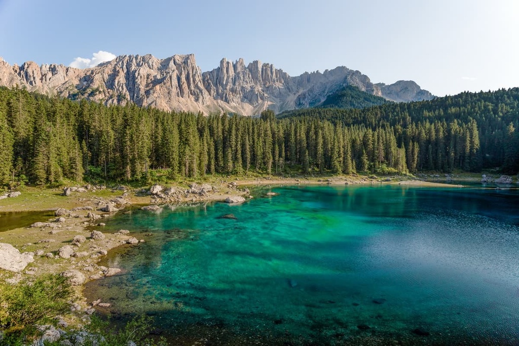 Carezza Lake, Rosengarten Group, Dolomites, Italy