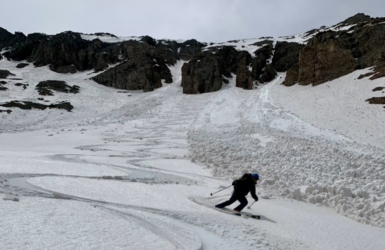 The kind of corn snow you could really lay into. Photo: Jake Reuter. Skiing a San Juan Classic: Wilson Peak (The Coors Face), Northeast Couloir 