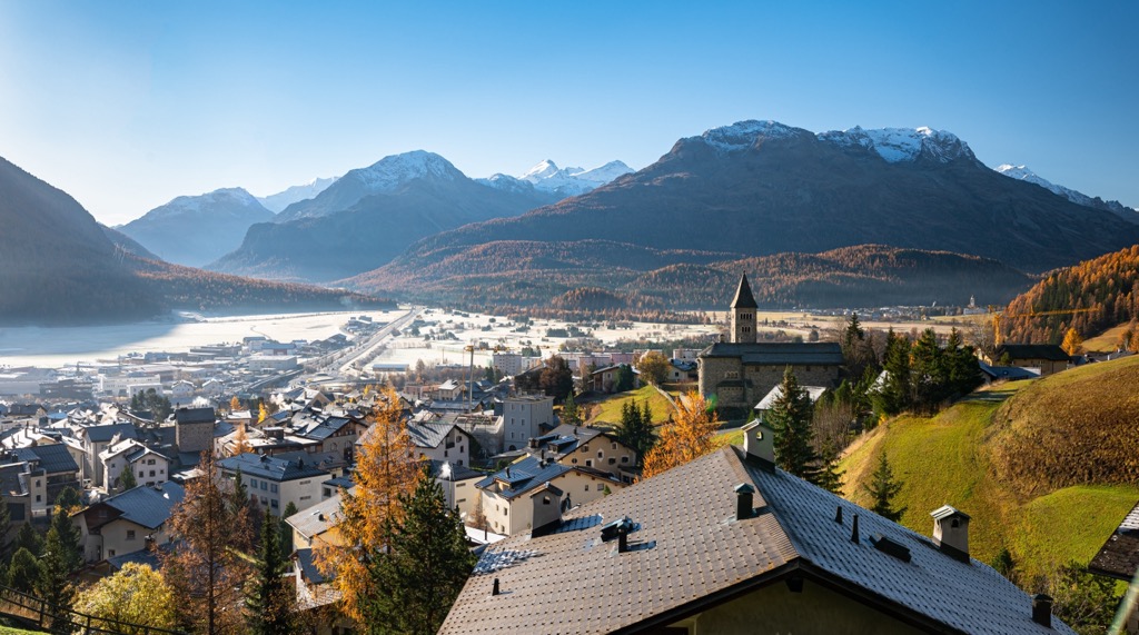 Samedan from above. Albula Alps