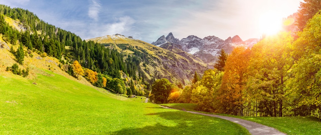 The triumvirate of mountains, including Mädelegabel, where you can see the small glacier. Allgau Alps