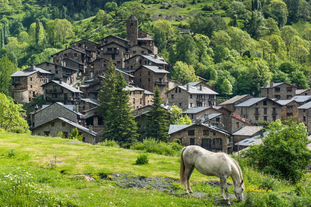 Pyrenees village, Andorra aerial