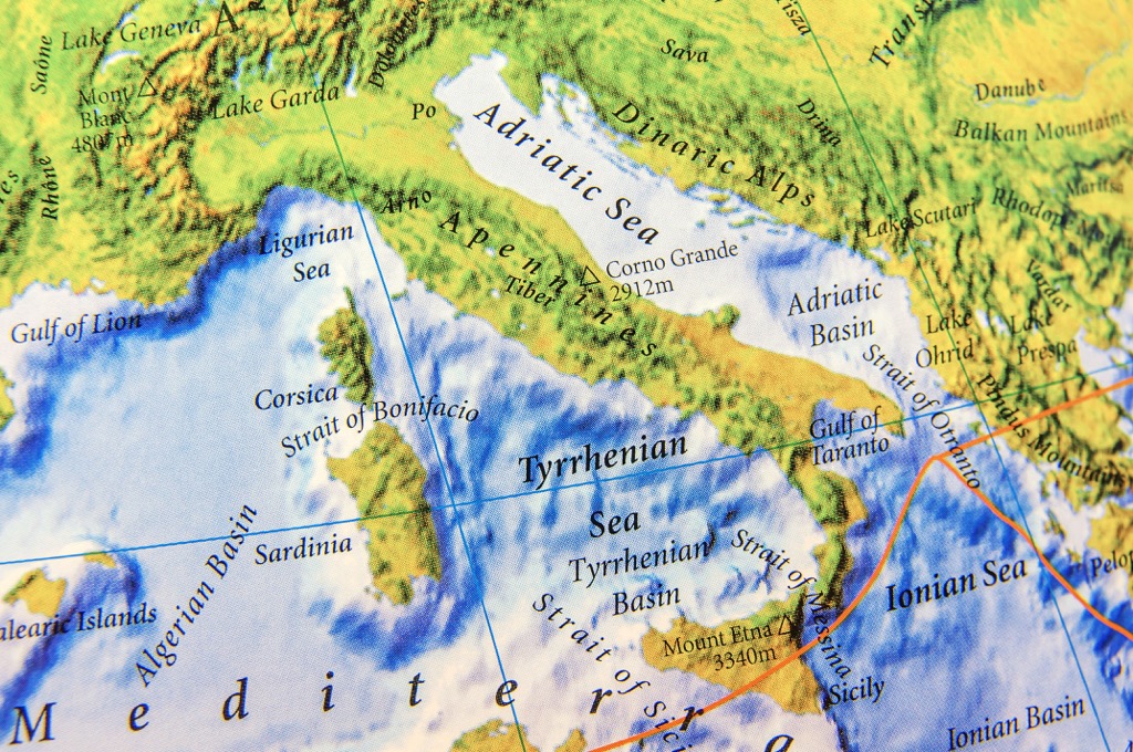 Apennenes map, Italy