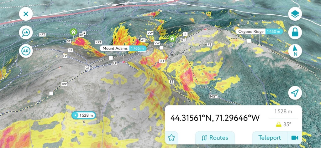 Slope angle on the PeakVisor mobile app. You can select any coordinate and see the angle for that coordinate. Avalanche Safety