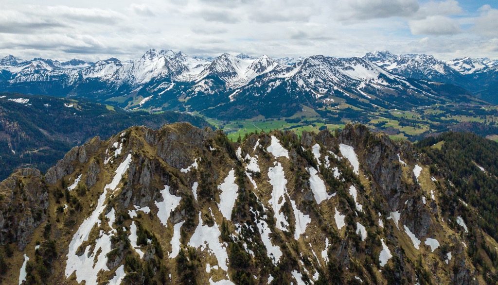 Allgäuer Alpen by aerial , Bavarian Alps, Germany