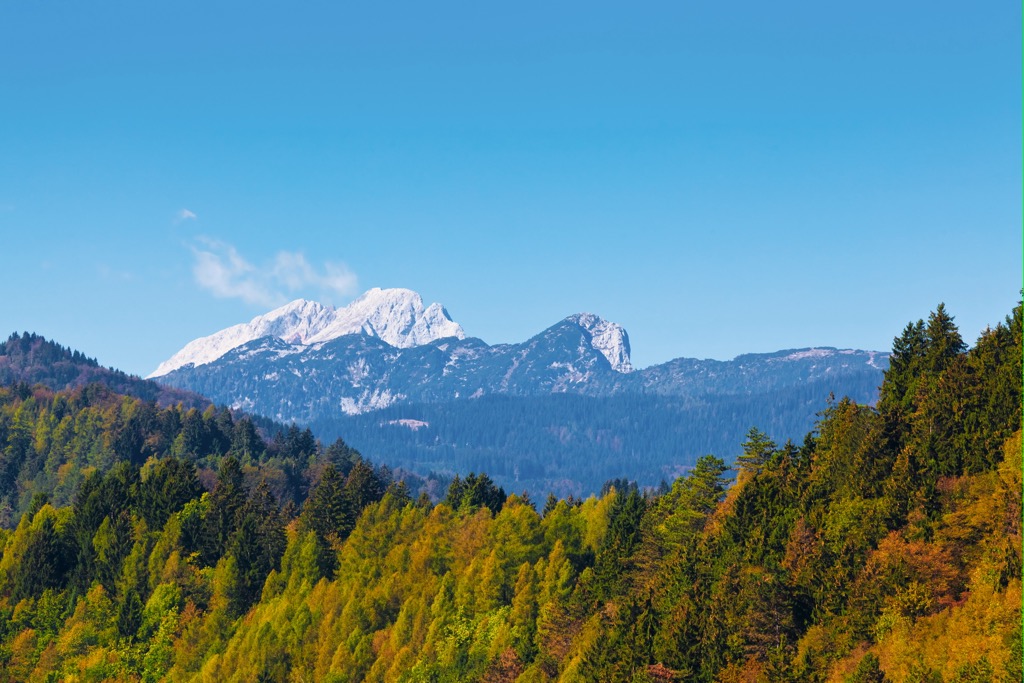 Hochstuhl and Wertatscha from Bled in Slovenia. Carinthia