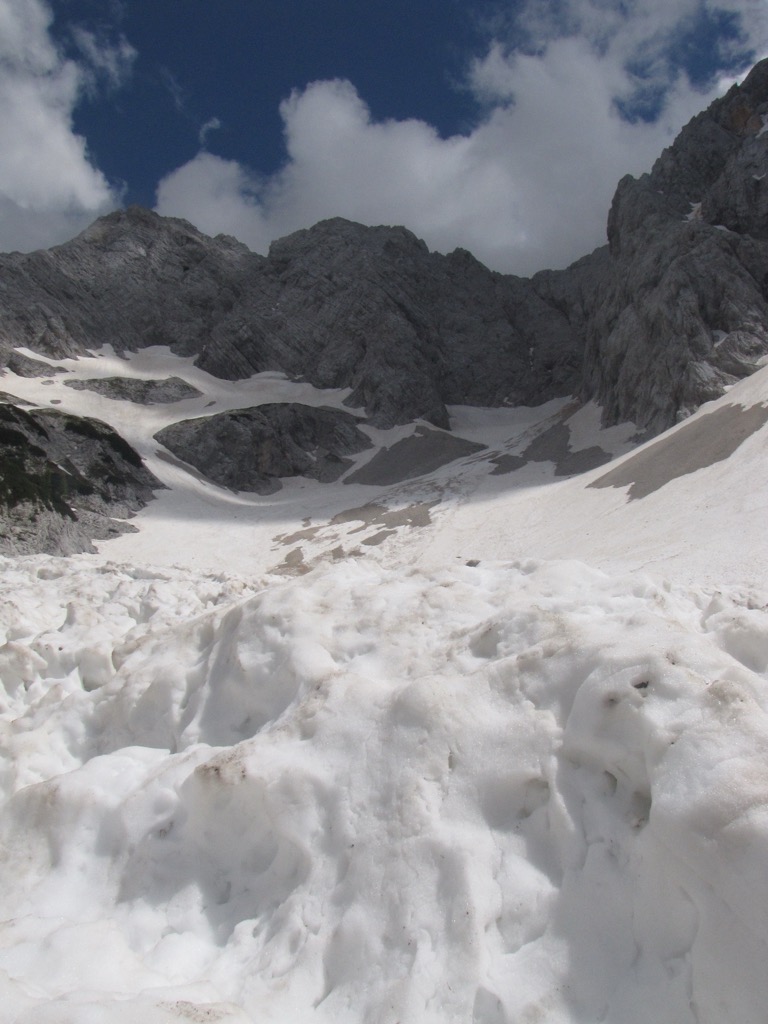 The Skuta Glacier in 2014. Carinthian Slovenian Alps