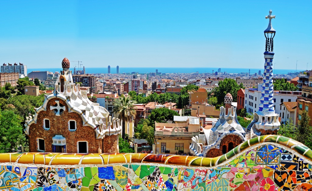 Antoni Gaudi designed Park Guell, Catalonia, Spain