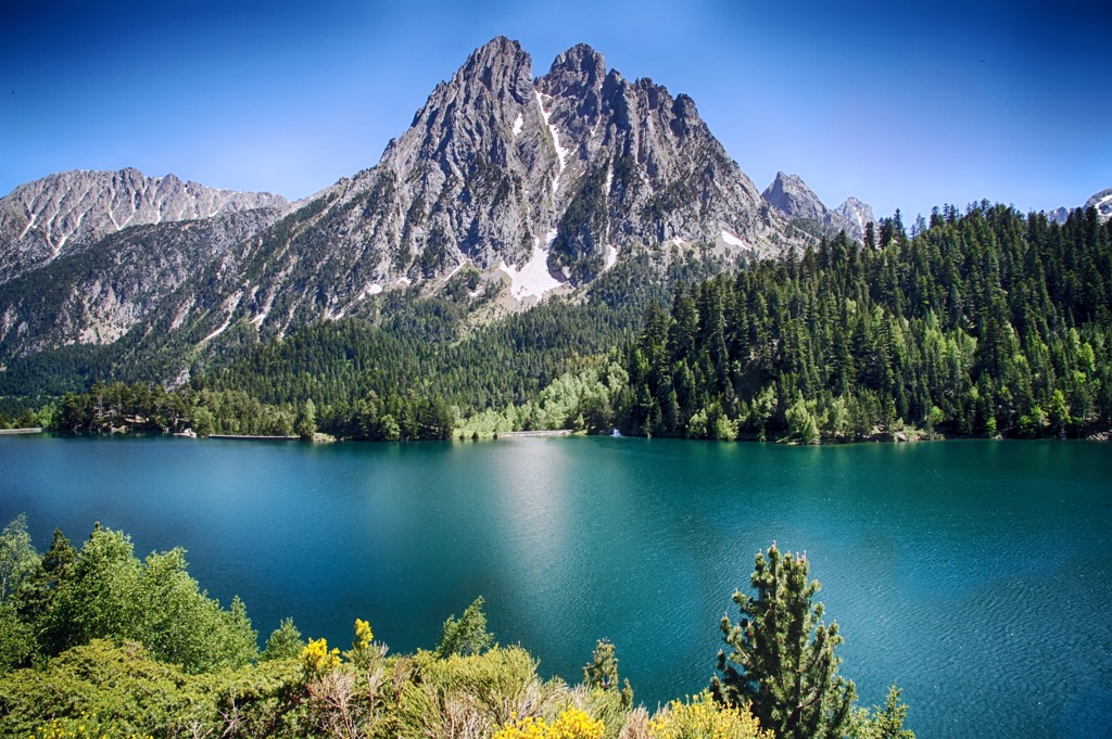 Alpine lake of San Mauricio inthe Aigues Tortes National Park, Catalonia, Spain