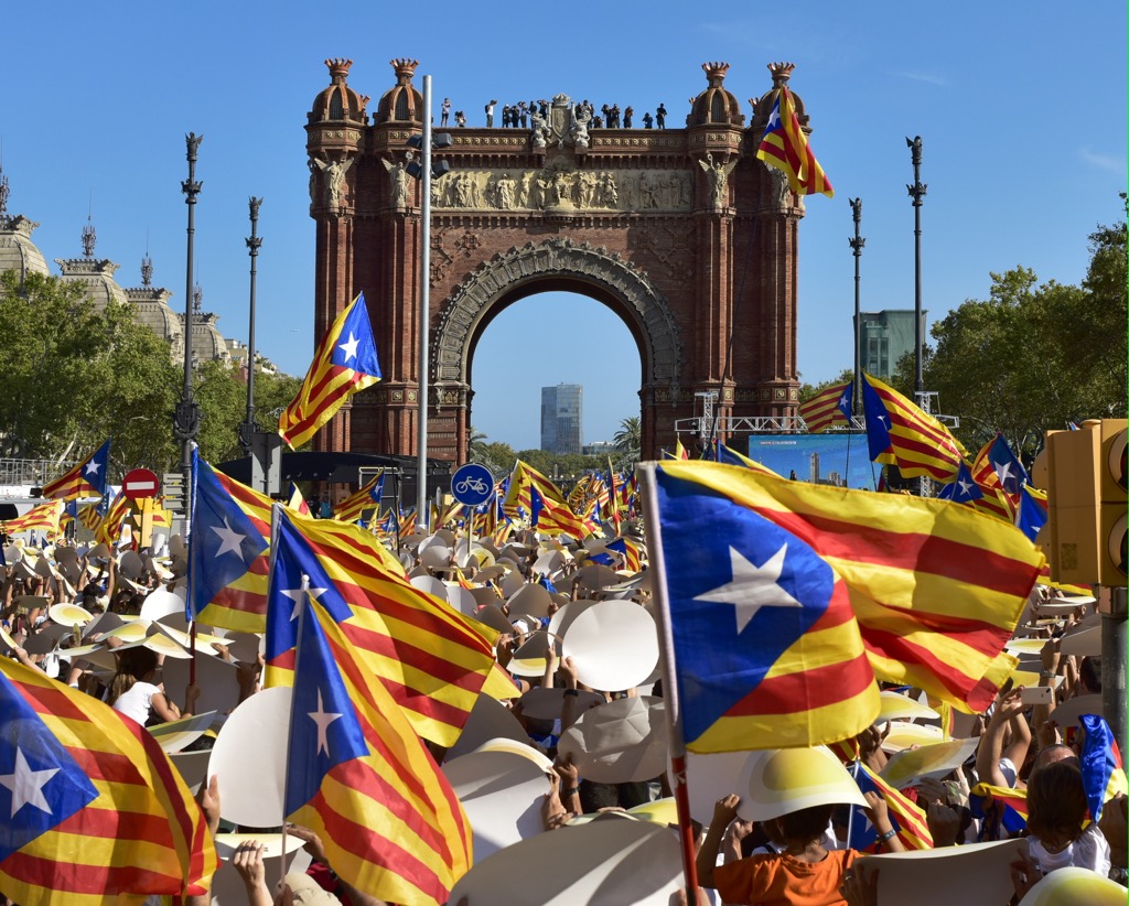A rally in support of Catalan independence, Catalonia, Spain