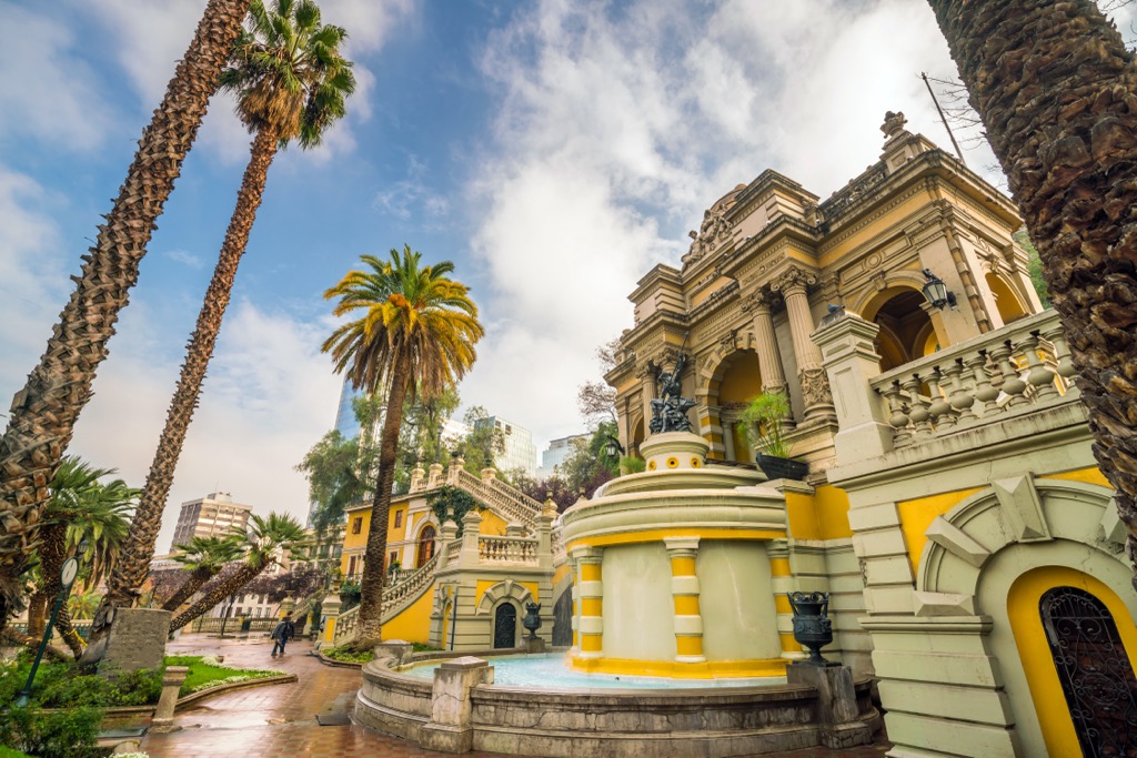 Vintage Cerro Santa Lucia in Downtown Santiago, Chile