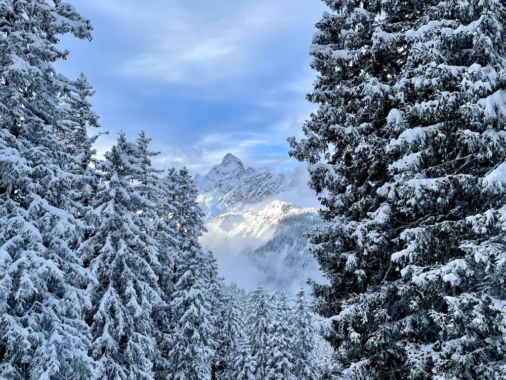Zimba looking splendid in winter. Climbing Schesaplana
