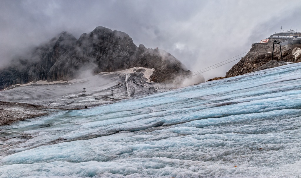 Glaciers along the top of the Dachstein Ski Resort during summer. Dachstein Mountains