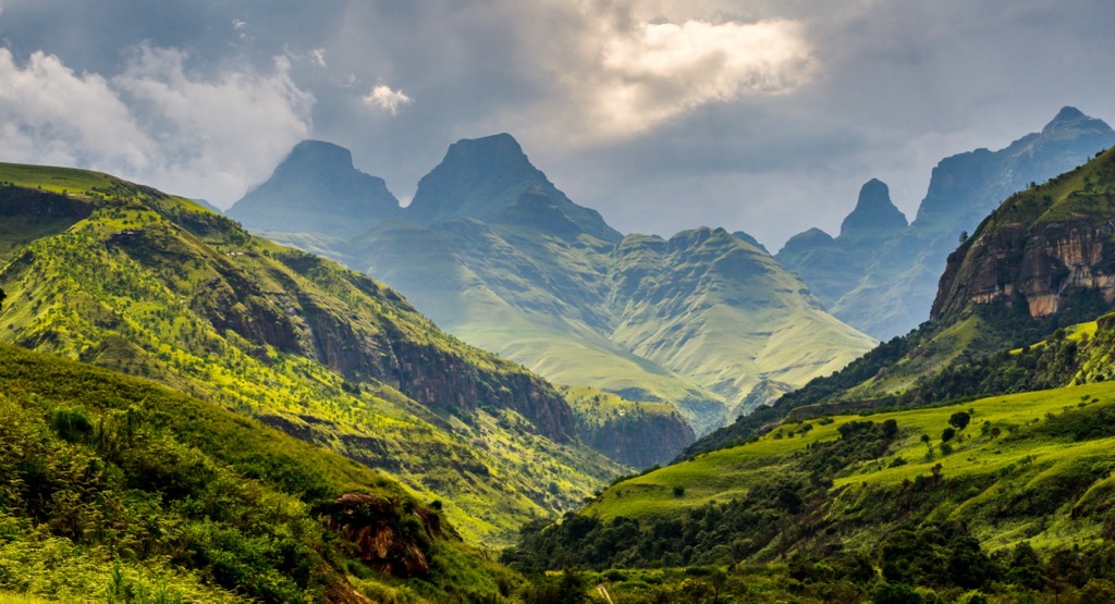 The Cathedral group of the Drakensberg. Drakensberg Mountains