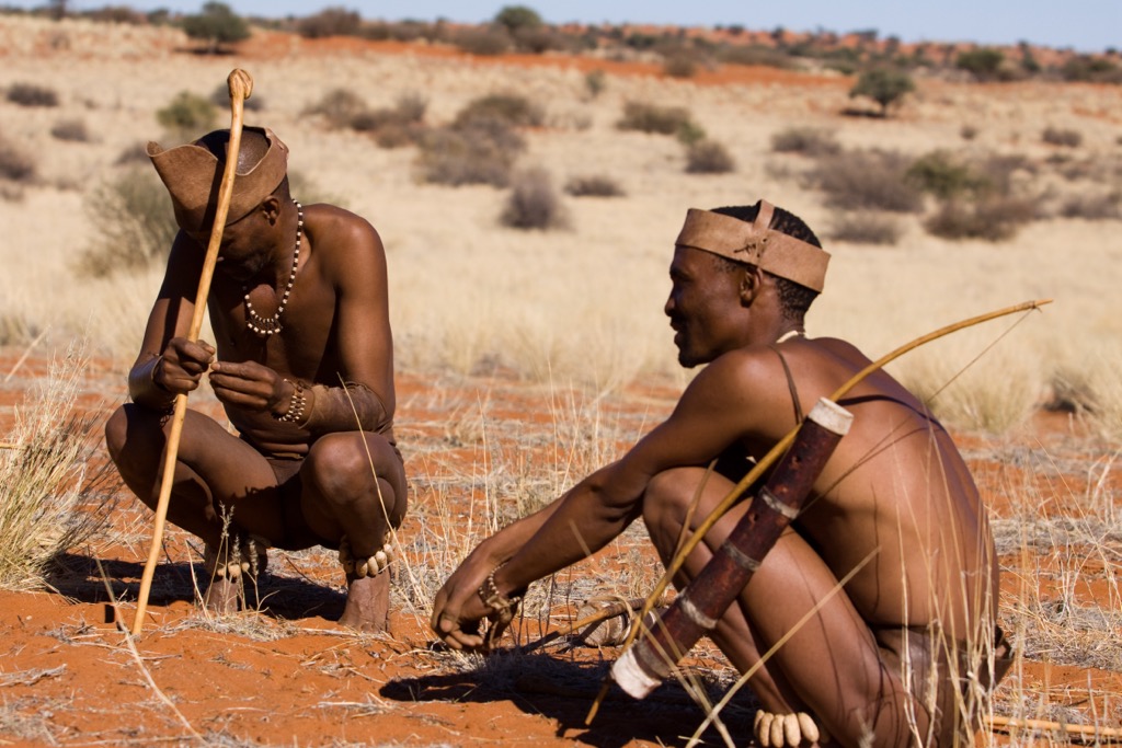 Modern-day San Bushmen, the descendants of ancient San Peoples, still thrive throughout rural Southern Africa. Drakensberg Mountains