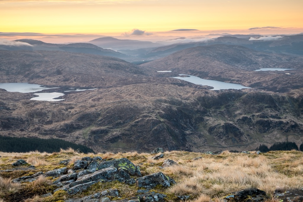 View from atop the Merrick at sunrise. Dumfries and Galloway