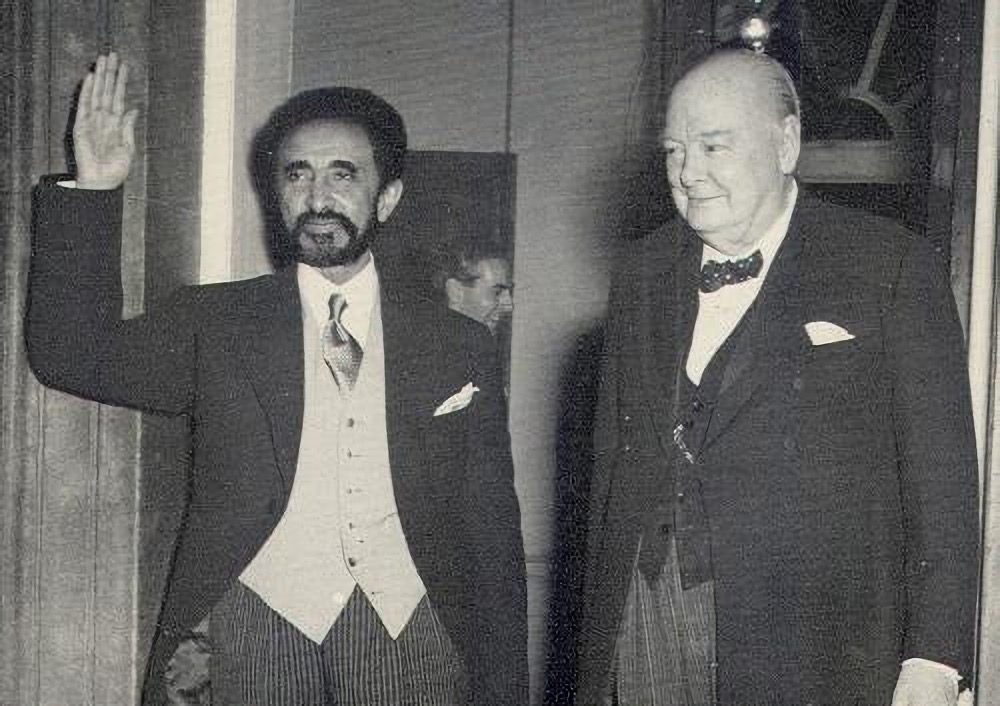 Haile Selassie with Winston Churchill. Ethiopia Mountains