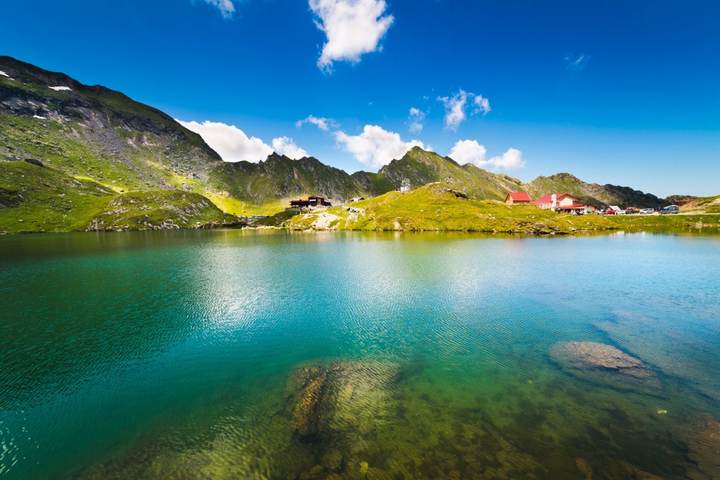 Balea Lake in the Făgăraș Mountains. Fagaras Mountains
