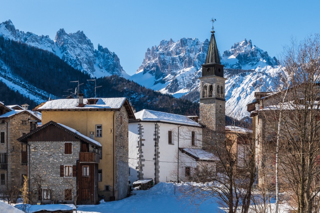 The ancient village of Forni di Sopra in the Friulian Dolomites. Friuli-Venezia Giulia