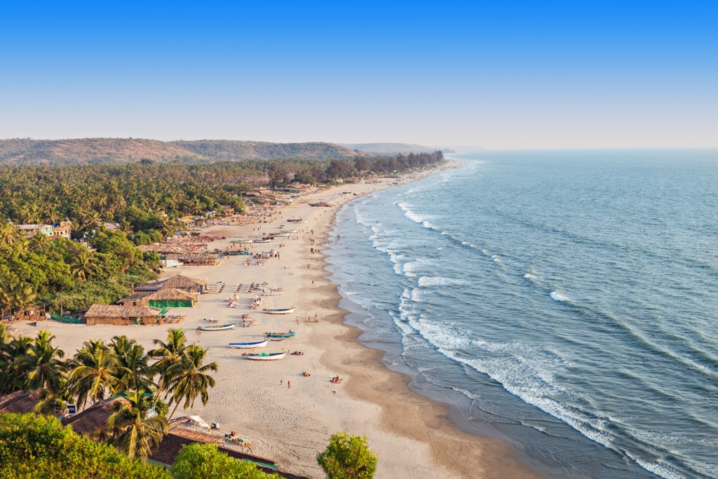 Beach bungalows dot the coastline of Goa. Goa Mountains