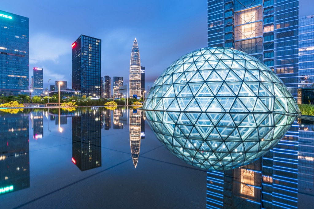 Shenzhen, Guangdong Province, Steel Structure Museum and Skyline of Houhai Super Headquarters