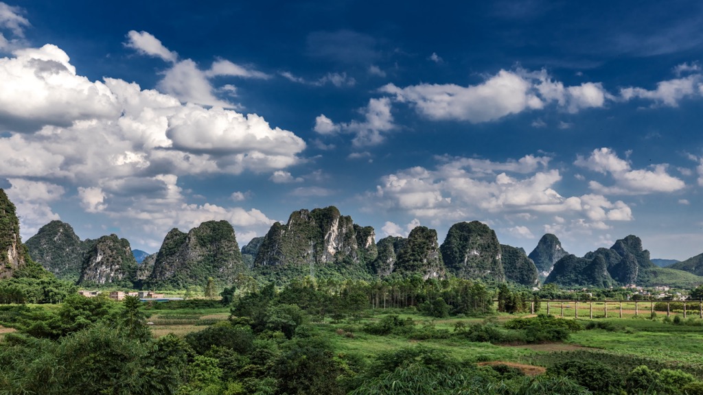 Karst landforms along Yingde County. Guangdong
