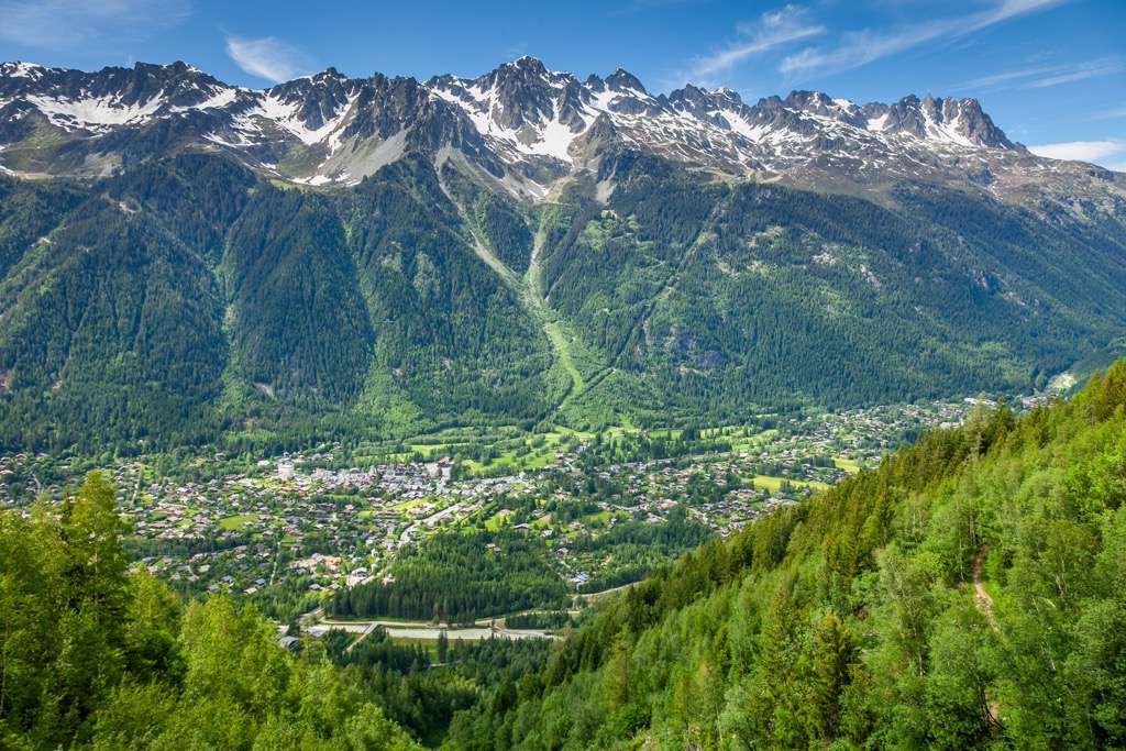 Mont Blanc Massif village of Chamonix, Haute-Savoie, France
