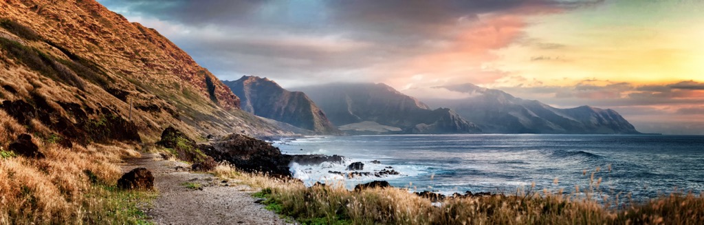 Sunset on Kaena Point. Honolulu County
